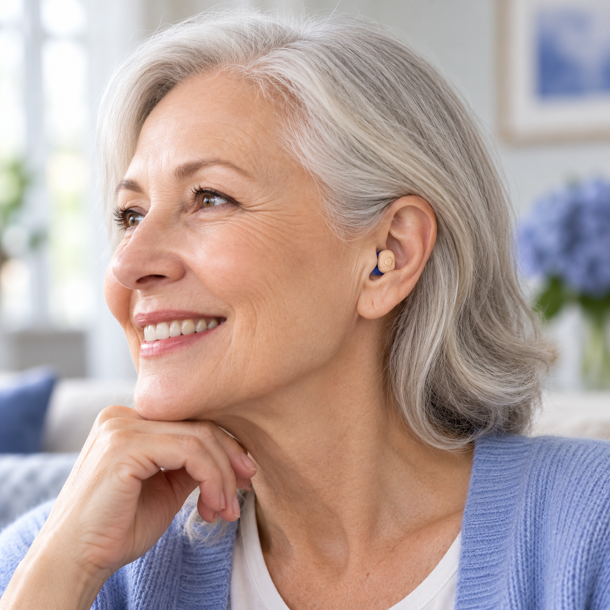 Discreet Auvira hearing aid lifestyle