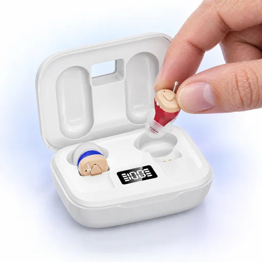 Remove hearing aids from the case